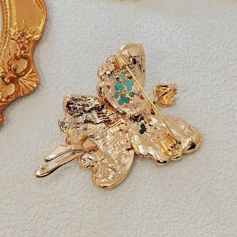 Enchanting Gold - toned Ballerina Fairy Brooch with Turquoise &