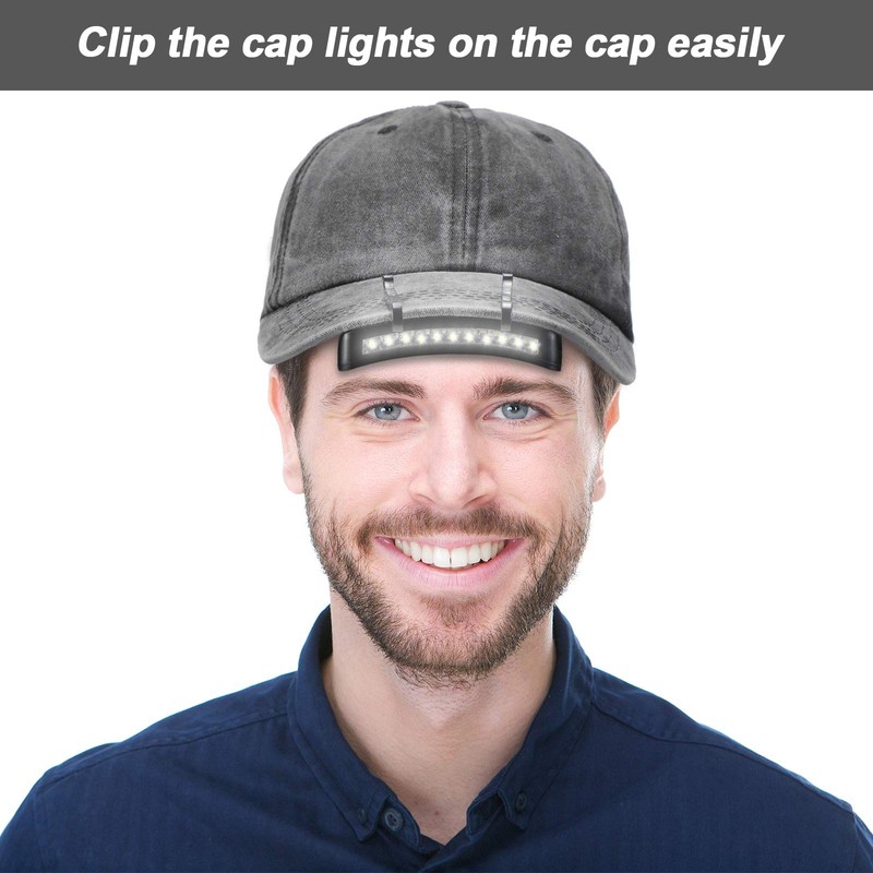 Mudder 4 Pcs Hat Light Clip 11 LED Cap Lights