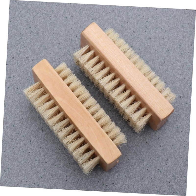 Baluue 4pcs Double Sided Nail Brush Wooden Manicure Brush for