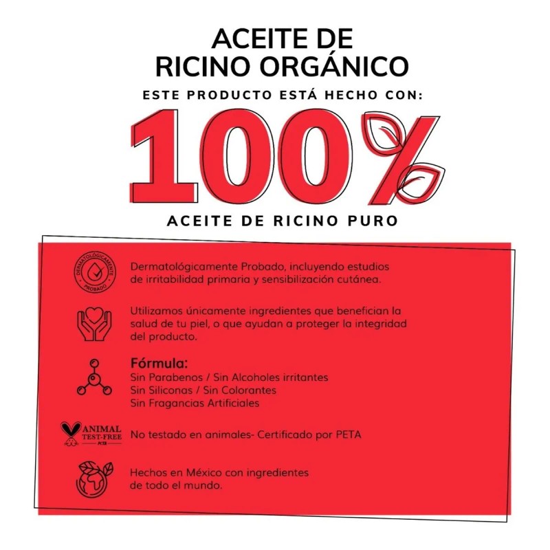 Serum Aceite De Ricino 100% Puro Certificado Orgánico- Suero Crecimiento
