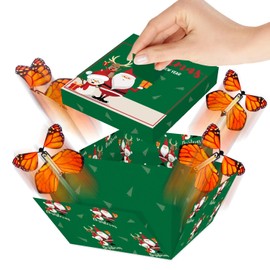 FETTIPOP Christmas Butterfly Explosion Gift Box 7.1x5.5x4.3 inches, Xmas Surprise Flying Butterfly Box Prank