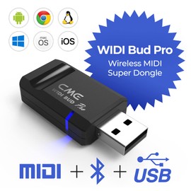 CME WIDI Bud Pro Bluetooth MIDI Interface for iOS, MacOS, Windows, Android, ChromeOS, Linux, Plug and Play, Ultra Low 3ms Latency, Wireless MIDI for Computer/Laptop/Mobile Device
