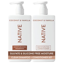 Juego de champú y acondicionador nativo, sin sulfatos, sin parabenos, sin tinte, con ingredientes limpios derivados naturalmente, 16 onzas (coco y