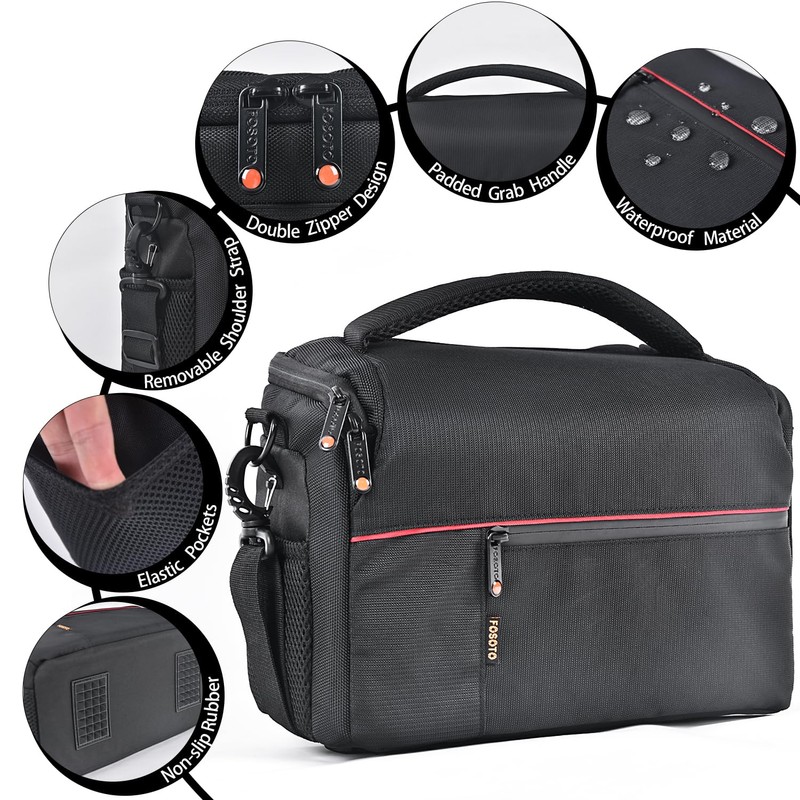 FOSOTO DSLR Camera Case Shoulder Bag for Digital Camera Large