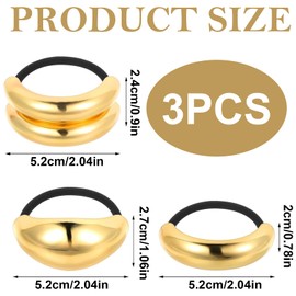 ASOMI 3 Stück goldene Haargummis, Metall-Haargummis für dickes Haar, elegantes, langlebiges geometrisches Design, dehnbare und nicht beschädigende Pferdeschwanzhalter