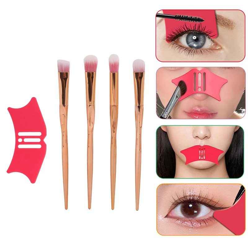 Nasenschatten-Werkzeug, Nasenkonturschablone, Silikon-Eyeliner-Schablone, Gesichts-Make-up-Anleitung mit Pinsel