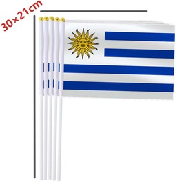25 Pack Uruguay Handheld Small Flag,Mini Uruguayan Hand Held Miniature Stick Decor