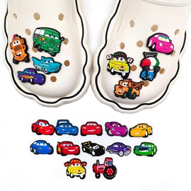 Gyoungt 20PCS Car Cartoon Shoes Charms Cool Shoe Charms Set with Different Pattemm for Decoration for Kids Boys Girls Car (red)