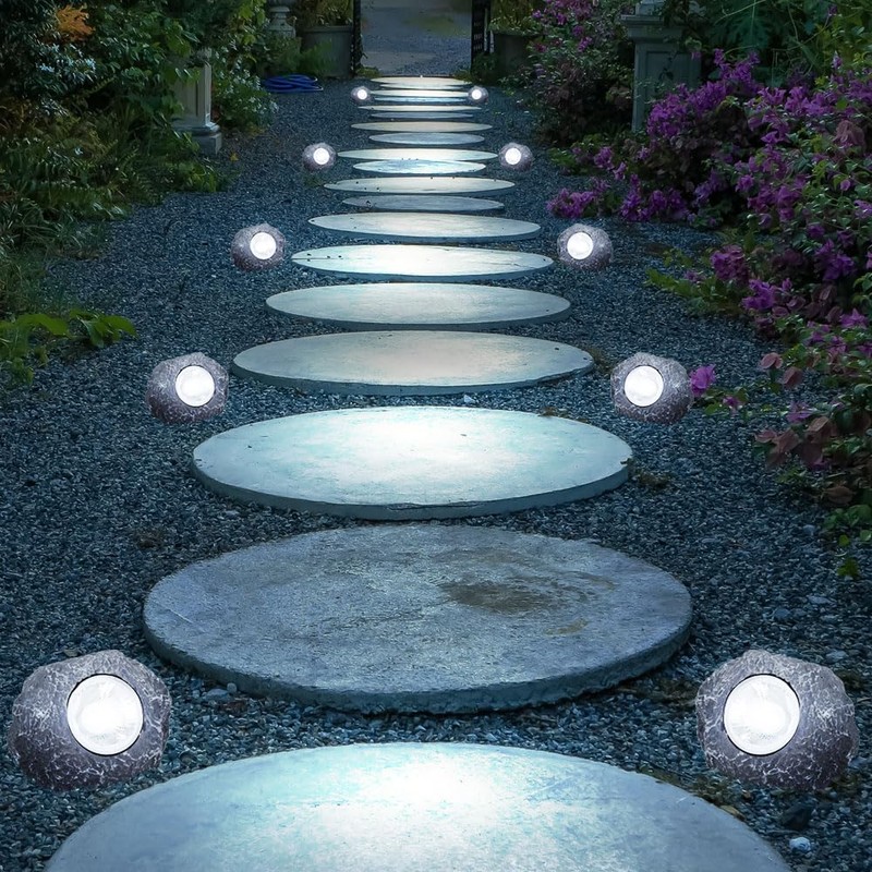 LED Solar Außenleuchte Stein grau Garten Dekoleuchte Gartenlampe Außendekoration