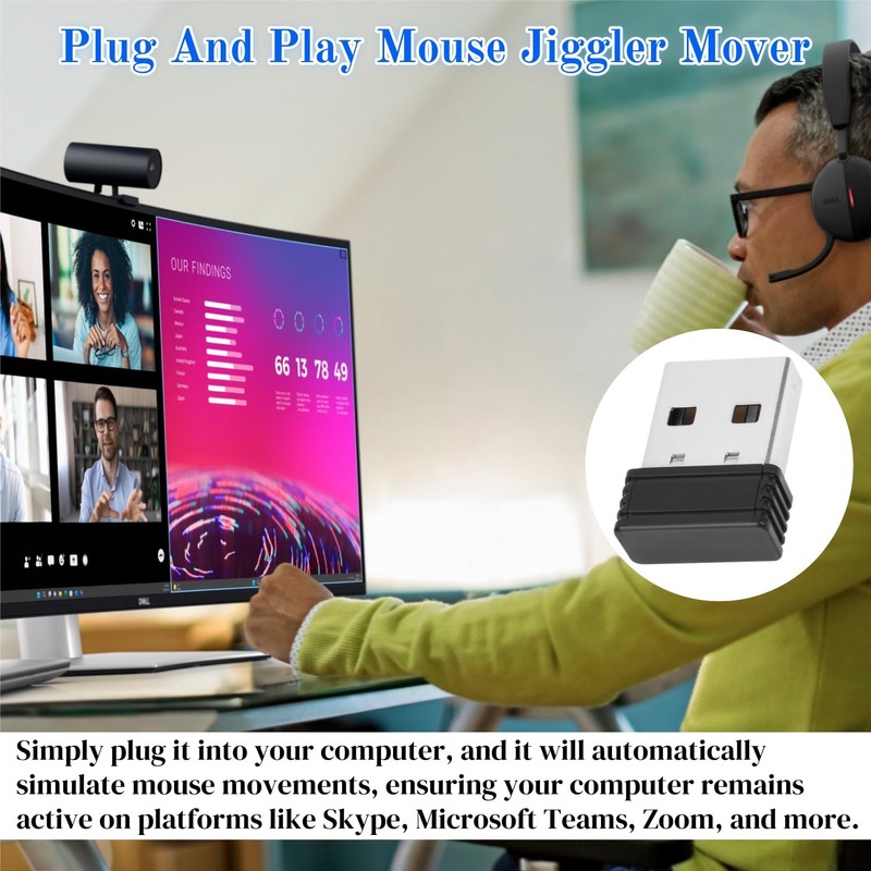 Yiqicomle Mouse Jiggler Mover, Undetectable USB Wiggler Automatic Mouse Movement