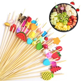 Pack of 200 Skewers Finger Food Wooden Skewers Finger Food Skewers Cocktail Skewers Suitable for Decoration of Food and Drinks