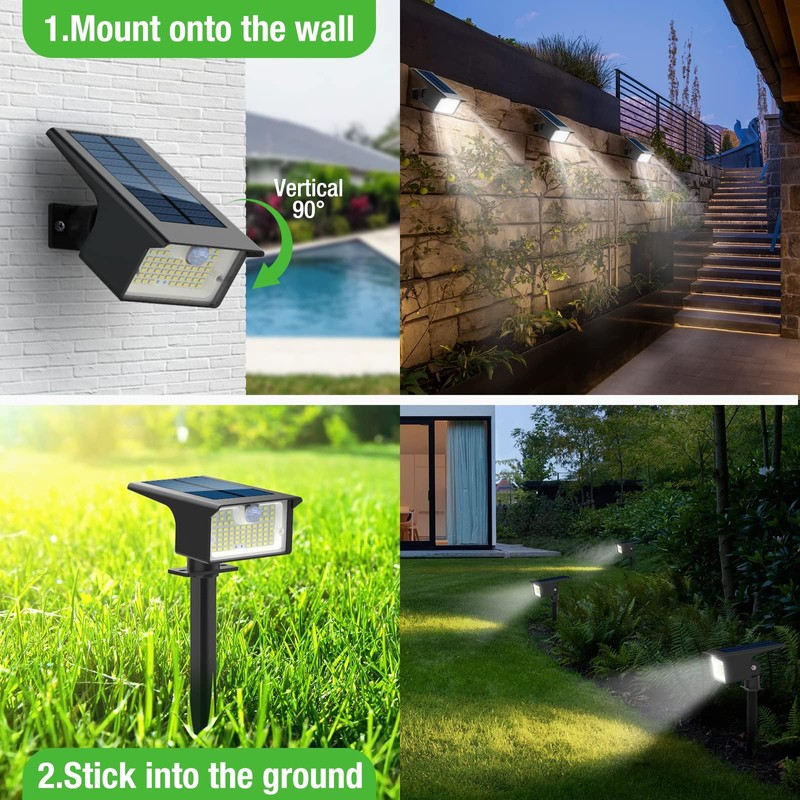 nipify Solar Spot Lights Outdoor, 3 Pack/62 LED Solar Motion