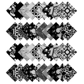 Soimoi 40Pcs Floral Artistic Print Cotton Precut Fabrics for Quilting Craft Strips 2.5x42inches Jelly Roll - Black