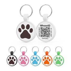 WhoseID QR Code Cat Tag, Modifiable Pet Online Profile, Multiple Emergency Contact, Scannable QR Code, Instant Location Email Alert, Collar Accessories (Medium to Large Breeds - 1.25", White)