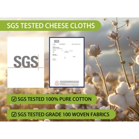 Olicity Cheese Cloths, 3PCS, Grade 100, 20x20Inch Hemmed Cheese Cloth Fabric Reusable Fine Mesh Cloth, 100% Cotton Unbleached Precut Muslin Cheesecloth for Straining, Cooking, Juice, Herbs