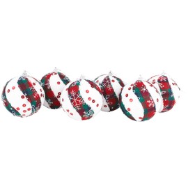 Christmas Concepts® Pack Of 6 Tartan Design Christmas Baubles - Luxury Christmas Decorations (Snowflake)