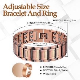 Jecanori 3X Ultra Strength Copper Magnetic Bracelet for Men.Men's Copper Bracelet with 57 Magnets(3500 Gauss).Adjustable Wristband Brazaletes with Free Adjustment Tool and Jewelry Gift Box