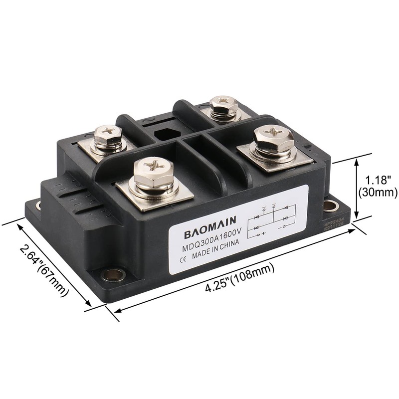 Baomain Bridge Rectifier MDQ-300A, 300A 1600V Full Wave Diode Module