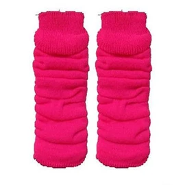 Luxurious Ladies 80's Dance Plain Ribbed Leg Warmers, Neon Leg warmers 15 Colours (Hot Pink)