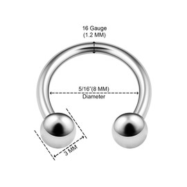 KJM FASHION Horseshoe Earrings Stainless Steel 1.2mm 16g Pack of 5