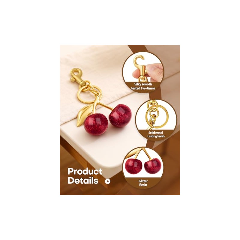 Adorable NEGTTE Cherry Bag Charms Keychain for Women
