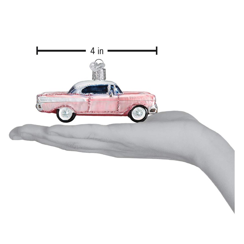 Old World Christmas Glass Blown Ornament Classic Car (46023), Pink