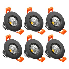 inShareplus 2 Inch LED Downlight, 3W Recessed Lighting COB Dimmable, 3000K Warm White, CRI80, Black Trim, Ceiling Lights with LED Driver, 6 Pack
