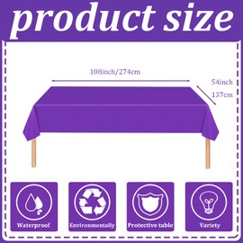 POPOYU Purple Party Table Cloth,Large Purple Table Cover,137 * 274cm Royal Purple Party Tableware Dark Purple Table Cover Table Cloth for Kids Adults Birthday Wedding Royal Party Supplies Table Decor