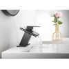 Bathroom Faucet Black Waterfall Glass Spout Single Handle One Hole