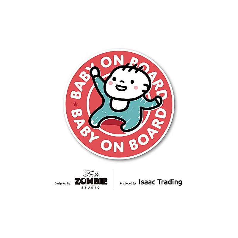 Isaac Trading Baby on Board Sticker 2 Sticker Round Shape