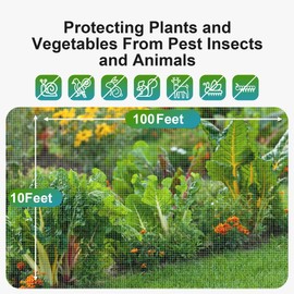 Garden Netting Pest Barrier: 10'x100' Fine Bug Netting for Garden Protection Row Cover Raised Bed Screen Mesh Greenhouse Mosquito Net, Protecting Tree Plants Vegetable Flowers Fruits