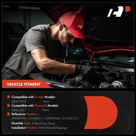 A-Premium Front Driver and Passenger Hood Hinges Compatible with Dodge Neon 2000-2005 & Plymouth Neon 2000-2001, Front Left and Right Side, 2-PC Set, Replace# 4783879AE, 4783878AE