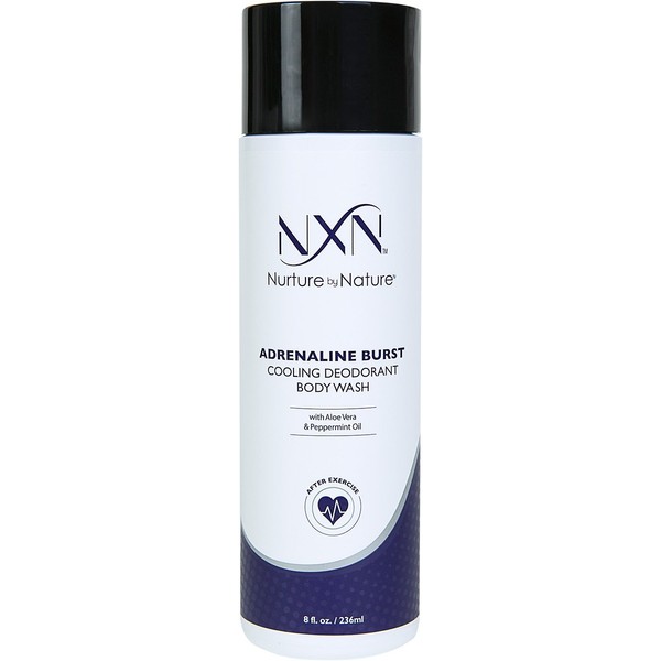 NxN Adrenaline Burst Cooling Deodorant Post Workout Body Wash Natural & Organic Formula with Peppermint Oil & Aloe Vera, 8 Fl Oz