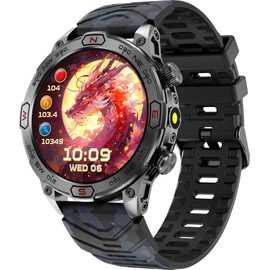 Outdoor Smartwatch Men's Phone Function Fitness Watch 1.43 Inch AMOLED Touchsreen Running Watch Men's Military Watch Blood Pressure Measurement Heart Rate Monitor Sports Watches Men's Compass