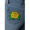 Yellow Rose Embroidered Patches Floral Iron-on Appliques, Set of 2,