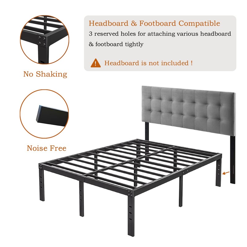 COMASACH 16 Inch Bed Frames Queen Size 3500 lbs Heavy