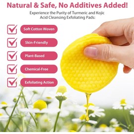 Almohadillas Limpiadoras de Cúrcuma y Ácido Kójico, Lumies - Almohadillas Faciales de Cúrcuma y Ácido Kójico para Limpieza y Exfoliación, Paquete de Esponjas (80 pcs)