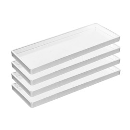 XinPinHui Matte White Plastic Serving Platters (13 x 4.6 Inch Rectangle Plates) Serving Dishes for Entertaining, Food, Appetizers, Desserts, Cheese Board, Charcuterie, Sushi - Set of 4 Party Trays