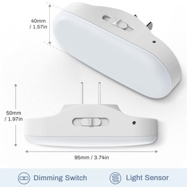 DORESshop DORESshop Led Night Light, Plug into Wall, [2 Pack] with Dusk to Dawn Sensor, 1W 5000K Dimmable Night Light from 0LM to 100LM for Bathroom Hallway Bedroom Kids Room Stairway