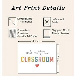 Welcome To Our Classroom Print, Classroom Wall Decor, Rainbow Classroom Sign, Teacher Wall Decor, Colorful Classroom Poster, Elementary School Teacher Class Decor, Unframed (11 x 14 inch)