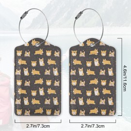 2Pcs Luggage Tag for Suitcase Funny Corgi Dog Cute Suitcase Tag with Privacy Flap & Name ID Label & Metal Loop,Travel Bag Luggage Tags for Women