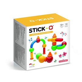 STICK O Basic 10 Piece Magnetic Building Set, Rainbow Colors, Educational STEM Construction Toy Ages 18M+
