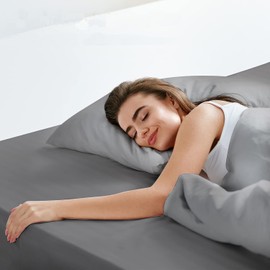 LuxClub SuperKing Fitted Sheet Bedding with 45cm Depth, Extra Deep Soft Cooling Bed Sheets Microfiber Fabric Ease Care Soft & Comfortable Fade Resistant - Grey, Super King