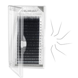 NAGARAKU Eyelash Extension Classic Individual 1:1 Eyelash Volume Individual Eyelashes Natural Semi Permanent Soft Eyelash Accessories Matte Black Eyelash Extensions 16 Rows 0.15 mm L Curl 7-15 mm