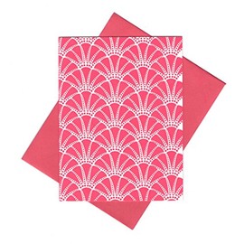 Victoria Elizabeth Set of 8 Blank Notecards ~ Pink with White Embellishment (3.75" x 5"; Pink Envelopes)