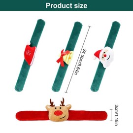 5 Pack Christmas Slap Bracelets, Christmas Slap Ribbon Party Toy Gifts with Santa, Snowman, Reindeer, Cute Style, Suitable for Exchanging Gifts or Christmas Gifts