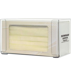 Face Mask Dispenser - Ear Loop: Holds one Box of Ear Loop Masks Keyholes for Wall mounting Clear PETG Plastic Made in The USA Dims: 4.27"L x 7.7"W x 4.32"H