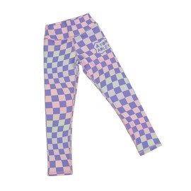A FOR ADLEY Custom Pant Leggings, Designed by Adley for Her Fans, Using Her Favorite Colors and Characters. (US, Numeric, 6, Regular, Purple Checkered)