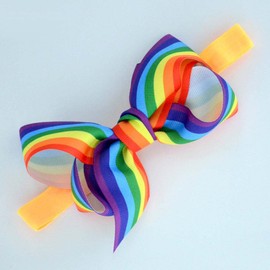 ZCYYYS Baby Rainbow Bow Headband Ribbon Hair Bows Kids Girl Elastic Hair Band TSFD26 (Rainbow)
