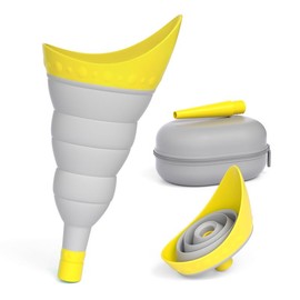 TRIPTIPS Pee Conch Foldable Female Urinal Device Portable Urinal for Women Pee Funnel for Women Travel, Pee Cup for Women Stand to Pee Womens Urinal Funnel with Tube Case Outdoor Long Trip - Colour: F-Yellow
